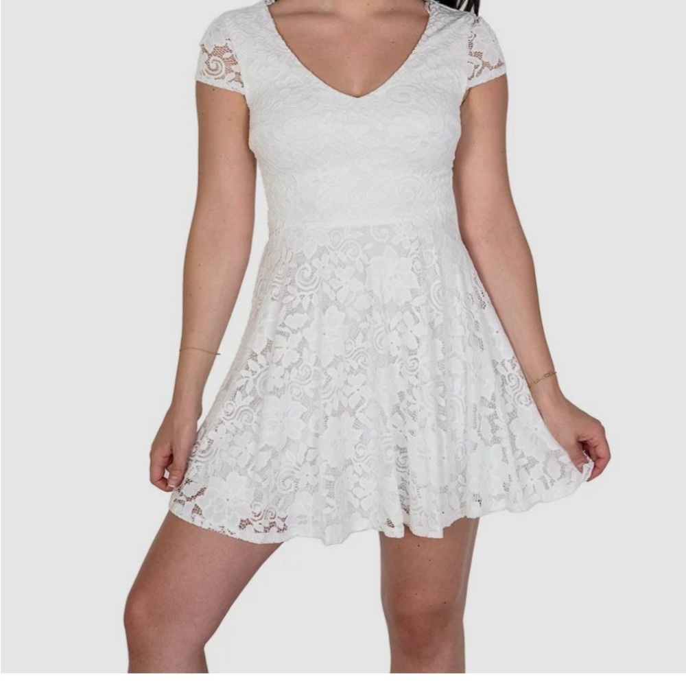 B Darlin Cream Lace Mini Dress